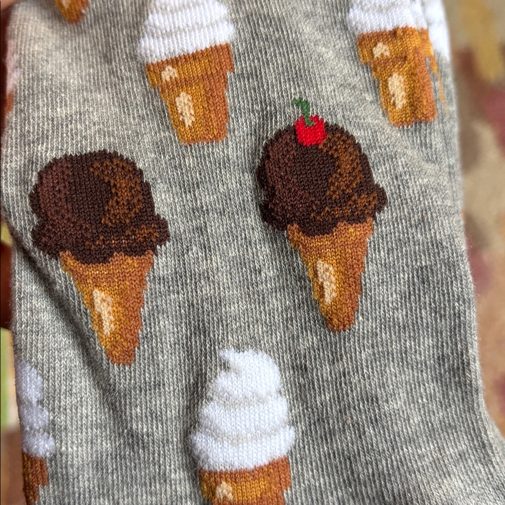 Host Pickhot Sox Men Grey Ice Cream Cone Socks Nwt We All Scream For Ice Cream — image 8 of 8